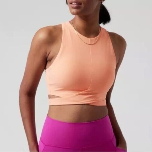 Athleta Conscious Cut Out Crop Top Small Workout Yoga Athleisure Activewear - Picture 2 of 8